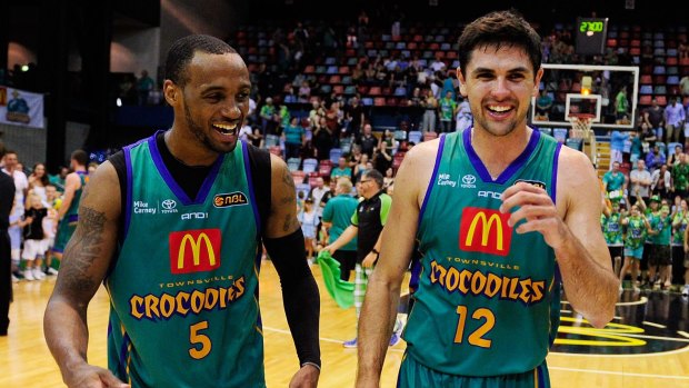 Todd Blanchfield (right) with teammate Joshua Pace of the Townsville Crocodiles.