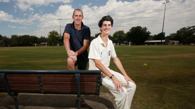 Family affair: Former Australian test cricketer Matthew Elliott with his son Sam.