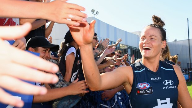 Blues enforcer Brianna Davey made her presence felt at Ikon Park on Saturday.