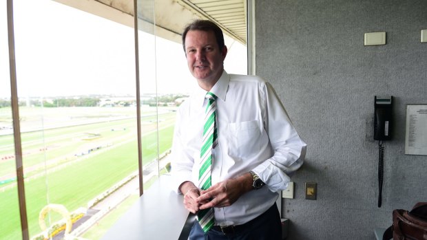Back in his box: New Sydney race caller Darren Flindell.