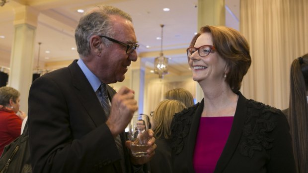 Julia Gillard with David Gonski at the ANZ Women's Initiative lunch in Sydney on Wednesday.