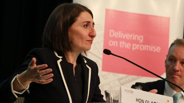 NSW Treasurer Gladys Berejiklian announces the half-yearly budget forecast on Tuesday.