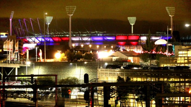 The new lighting installed at the MCG was used to show Victoria's support for the attacks in France.