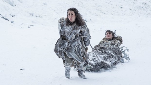 Breaking the ice:  Bran Stark (Isaac Hempstead Wright) and Meera Reed (Ellie Kendrick) make a brief appearance in Game of Thrones season seven, episode one.