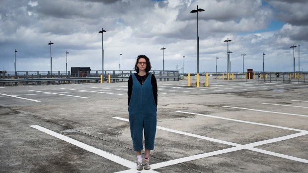 Filmmaker Elle Marsh at the Melbourne Airport carpark - the star of her new film Vacant.