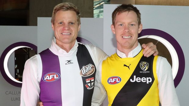All in a good cause: Nick Riewoldt and cousin Jack together for Maddie’s Vision. 