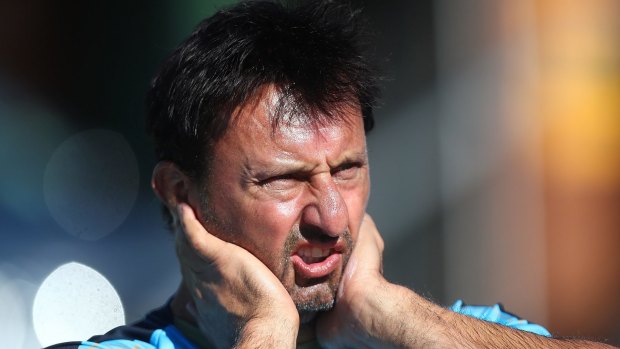 Man for the job: Blues coach Laurie Daley looks on during a NSW training session at Kingscliff.