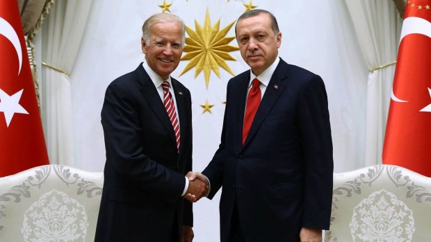 The statesman: Joe Biden, then US vice-president, with Turkish President Recep Tayyip Erdogan in Ankara.