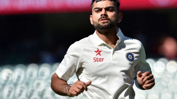 Big money: The Star Sports logo seen on the shirt of Indian captain Virat Kohli during the first Test.