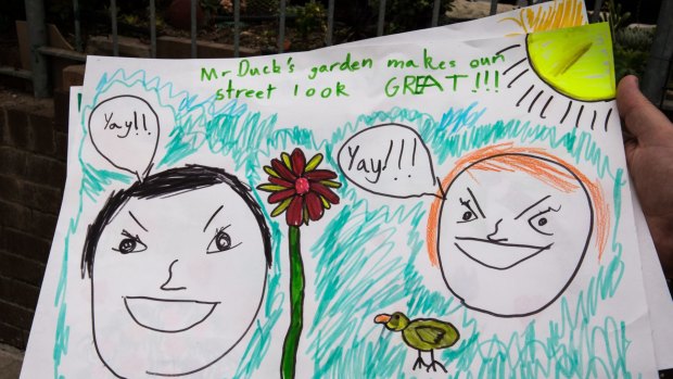 A child's drawing about David Bath's garden. 