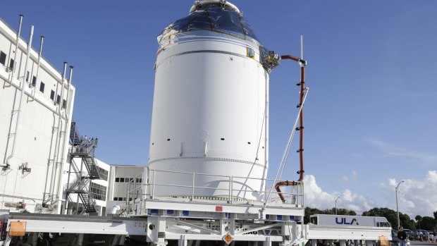 Ready to go: Part of NASA's Orion spacecraft is prepared for its first flight at the Kennedy Space Centre in Cape Canaveral, Florida.