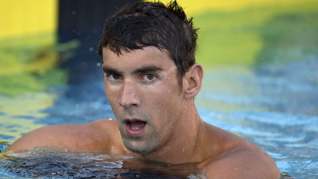 Must do better: Michael Phelps reacts after placing seventh in the 100m freestyle in the 2014 USA National Championships.