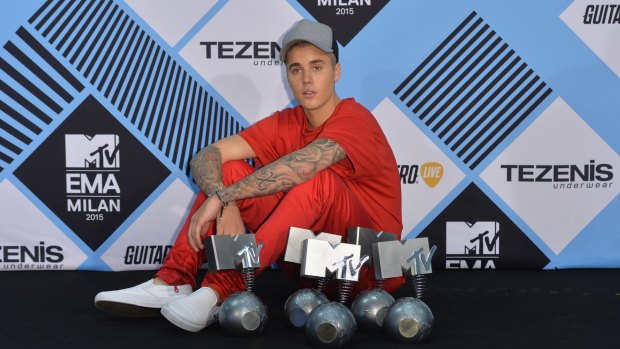 Justin Bieber poses at the MTV EMA's in Milan last week.