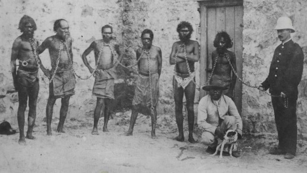 Indigenous prisoners in Perth Gaol around the turn of the century. 