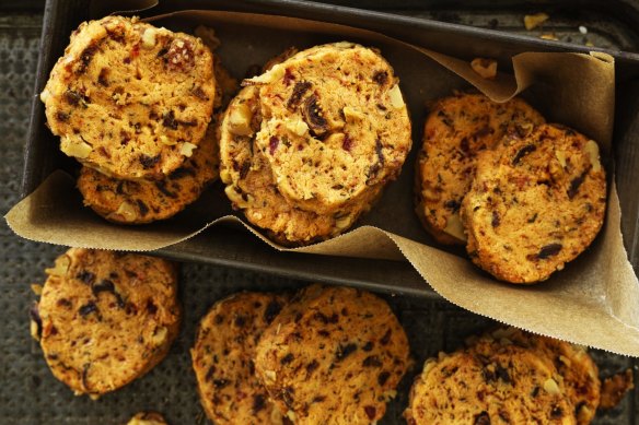 Helen Goh recipe: fig, rosemary and chorizo shortbread.