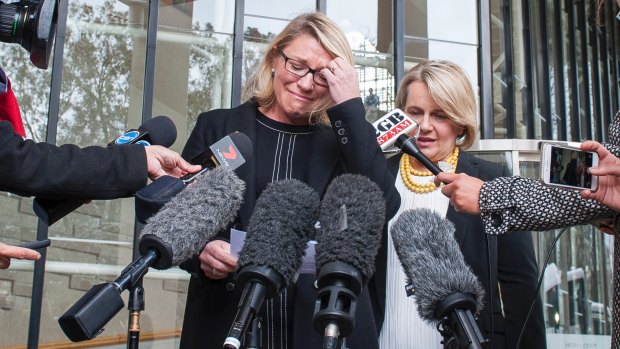 Kerry-Anne Walker reads a statement on behalf of Allison Baden-Clay's family outside the high court in Canberra.