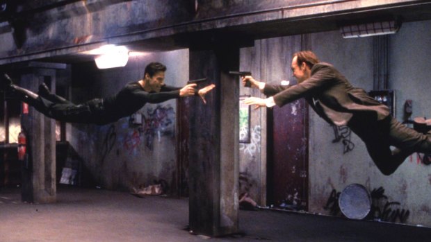 Groundbreaking: Keanu Reeves and Hugo Weaving in <I>The Matrix</i>.
