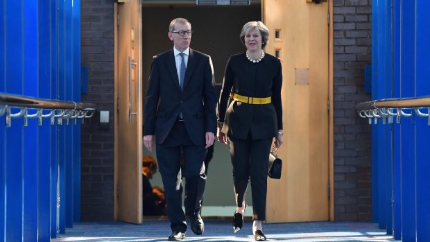 British Prime Minister Theresa May arrives at the Tory Party conference with her husband, Philip May. Boris Johnson's speech touched only lightly on Brexit, leaving Mrs May to take the hard line.