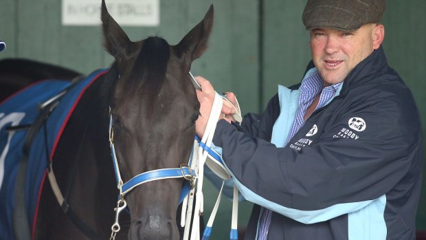 Fined: Peter Moody in the mounting yard at Sandown Lakeside.