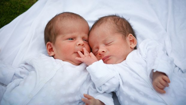 The twin babies of Nick Martin (not his real name), who are unable to leave Nepal.