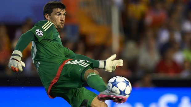 Fighting hard: Mat Ryan had to battle for the No.1 jersey at Valencia.
