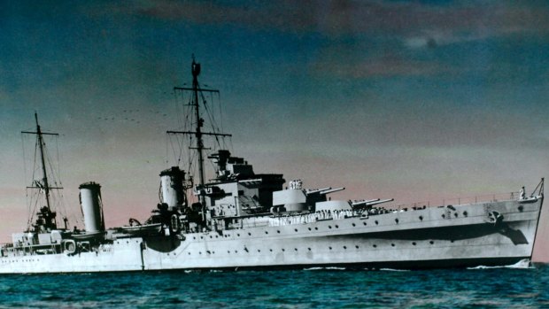 HMAS Perth, which was sunk by the Japanese in 1942. 