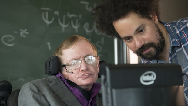 Professor Stephen Hawking with personal assistant Jonathan Wood.