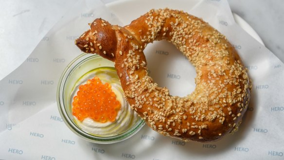 Greek bagel and taramasalata.