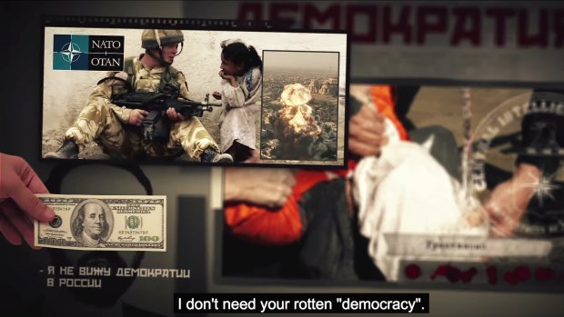 A scene from Russian propaganda video <i>I - Russian Invader</i>.