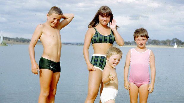 Swimming in Lake Burley Griffin used to be a much more common site. Lee Wilde and her three siblings, David, Jane and Kim swimming in Yarramundi Reach in 1966.