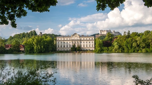 The Hotel Schloss Leopoldskron, Salzburg, where the gazebo and adjoining lake scenes, among others, were filmed.
