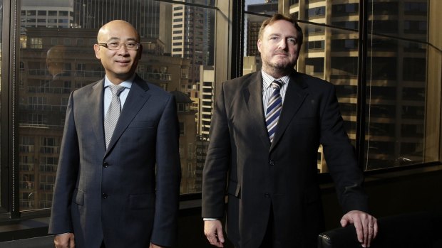 AIMS chairman George Wang (left) and Asia Pacific Prudential Group chief executive Craig Mason.