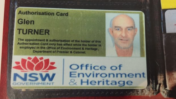 Crime scene exhibit: Glen Turner's NSW office of Environment and Heritage authorisation card.