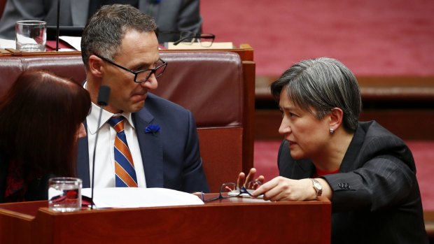 Greens leader Richard Di Natale and Labor's Penny Wong, who has not released citizenship documents.
