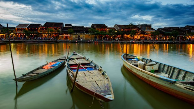 Thu Bon River in Hoi An, Vietnam.