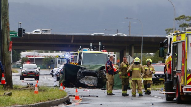 The scene of a fatal car crash where a person was burned on Wednesday.