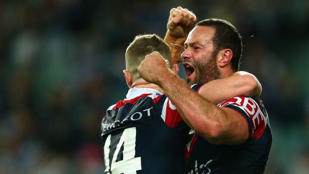 Good move: Boyd Cordner celebrates a try on Friday night.
