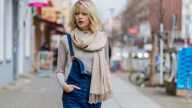 Overalls but nicely underdone ... German fashion blogger Ebba Zingmark on the streets of Berlin.