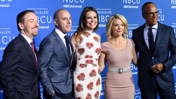 Matt Lauer (second from left) with NBC News television journalists Chuck Todd, Savannah Guthrie, Megyn Kelly and Lester Holt.