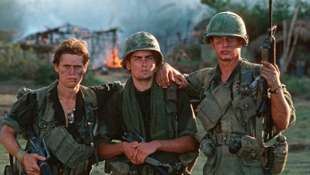 Oliver Stone's <i>Platoon</i>, starring Willem Dafoe (left), Charlie Sheen and Tom Berenger, won best picture and director at the Oscars in 1987. 
