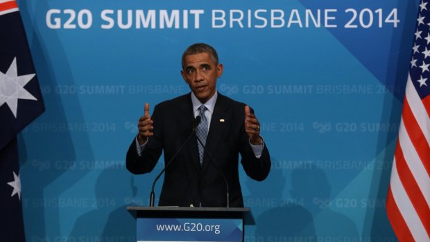 Thumbs up: US President Barack Obama at the Brisbane G20 summit.
