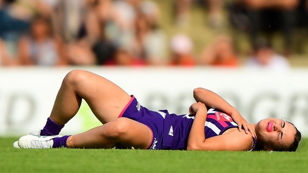 Brianna Green was injured during the Dockers' game against the Lions.