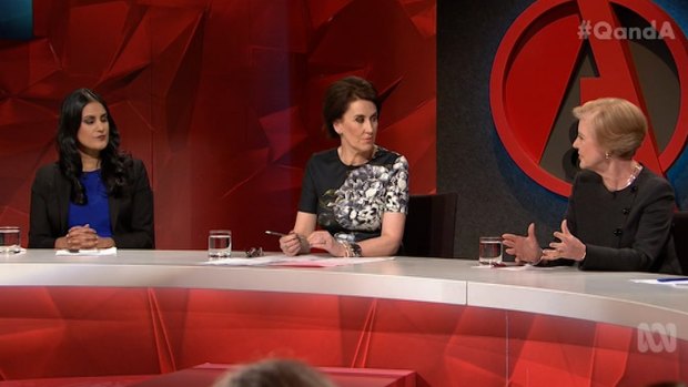 Bold and brilliant women ... From left, Shireen Morris, Virginia Trioli and Gillian Triggs shine on <i>Q&A</i>.