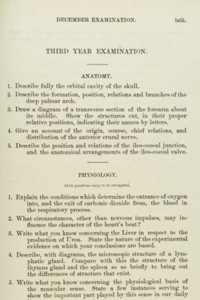 The University of Sydney medical school examination from 1900.