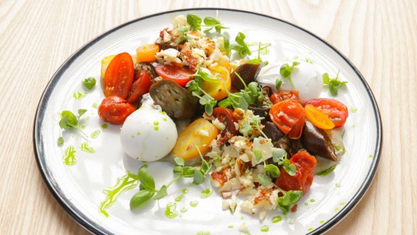 The signature baba ghanoush is updated with a haloumi crumb.