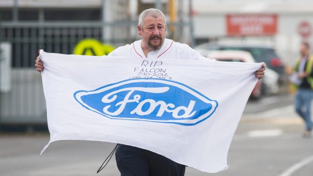 Former Ford employee Nick Doria leaves the Broadmeadows plant after his final shift. 