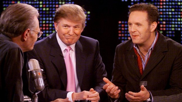 Donald Trump and Mark Burnett, right, interviewed by talk show host Larry King on Larry King Live in 2004. 