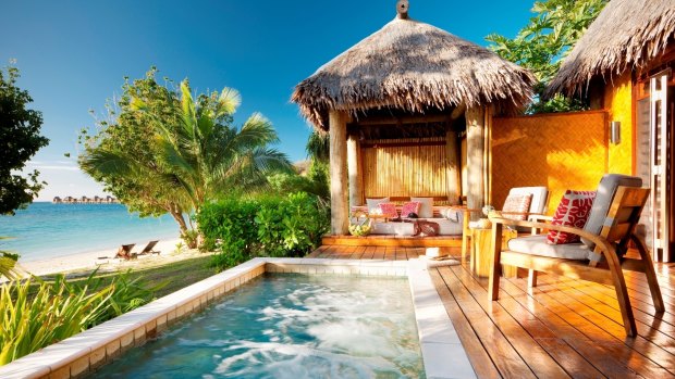 A beachside bure at Likuliku Lagoon Resort, Fiji.