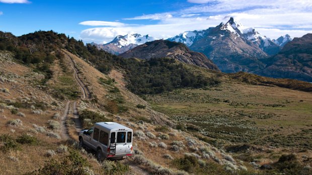 Travelling on the track to the glaciers.