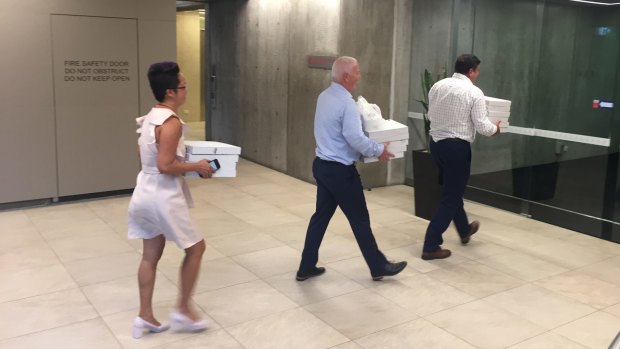 Pizzas arrive during the negotiation talks which went for more than 12 hours on Monday without a deal. 